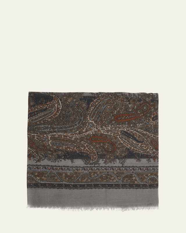 Geometric Paisley Cashmere Scarf